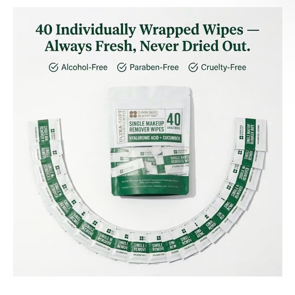 Hyaluronic Acid + Cucumber Single Makeup Remover Wipes - Picture 2 of 9
